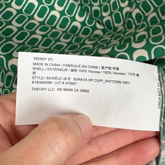 Theory Sunaya Geo Print Button Down Collared Casual Relaced Career Shirt Small - Picture 5 of 5